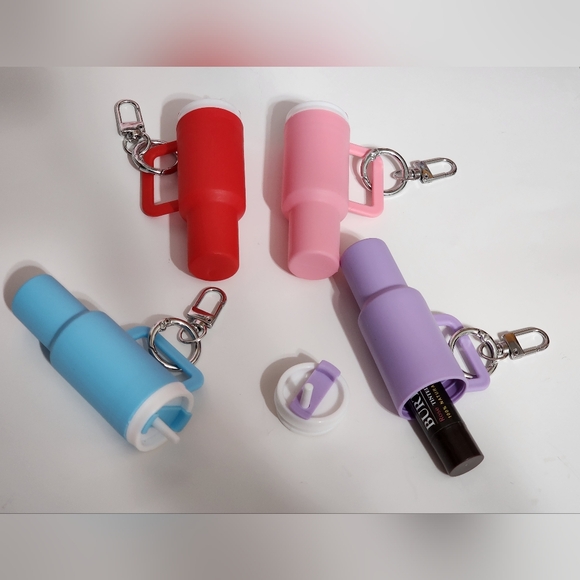 Accessories - Mini Tumbler Keychain Stanley Style Chapstick Holder Bag Clip Accessory Gift New